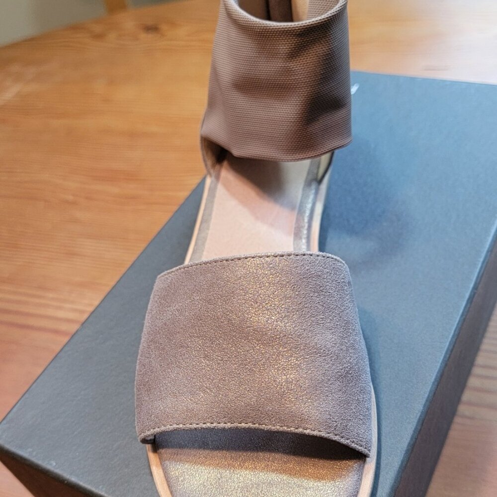 Eileen Fisher Platinum Metallic Suede Sandal
